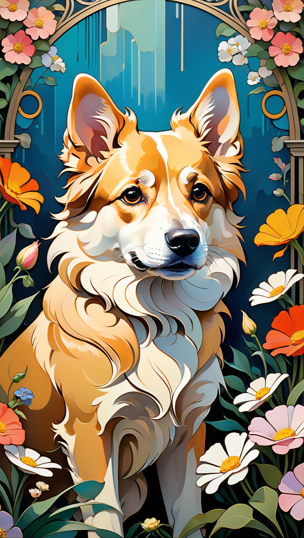 01681-2166316923-dog among flowers, floral background, in the style of Studio Ghibli, beautiful incredibly detailed composite, sharp lines, clear.png